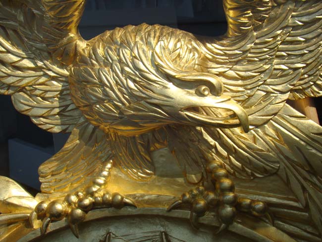 Fabulous American eagle over a U.S.S. Constitution plaque carved by J P Uranker of Martha's Vineyard — image 3